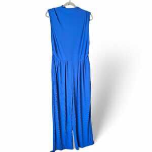 NWOT Kirundo High Neck Jumpsuit Size L Royal Blue Wide Leg  Empire Waist Soft